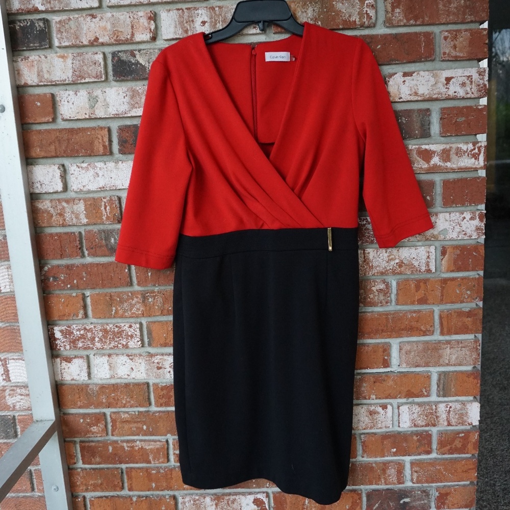 Calvin Klein Red & Black Dress